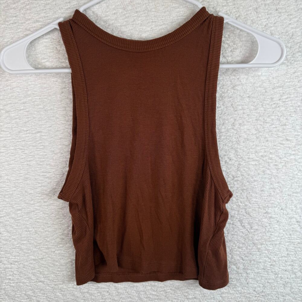 7 For all mankind womens size med ribbed cropped tank in brown